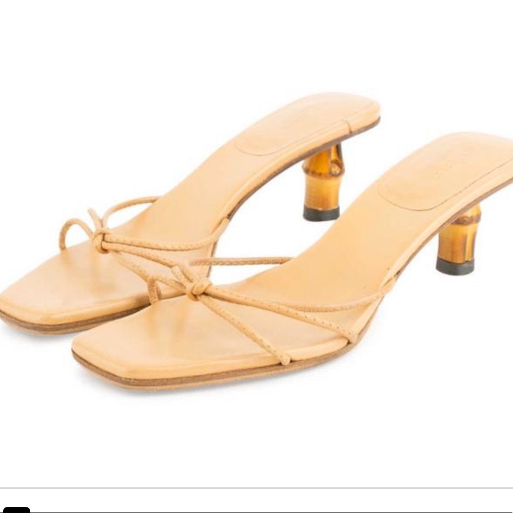 Gucci Nude Bamboo Kitten Heels, Size 6